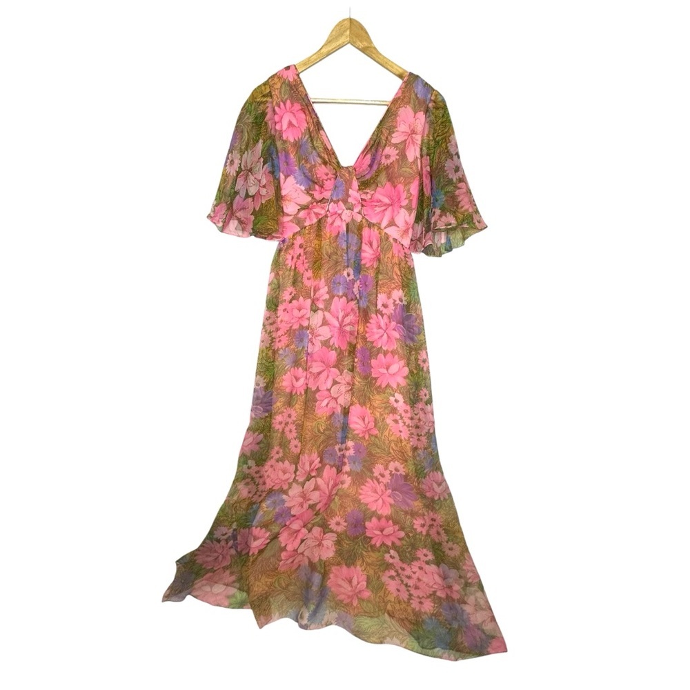 Vintage 60/70’s Hand Sewn Floral Maxi Dress app small - Picture 7 of 13